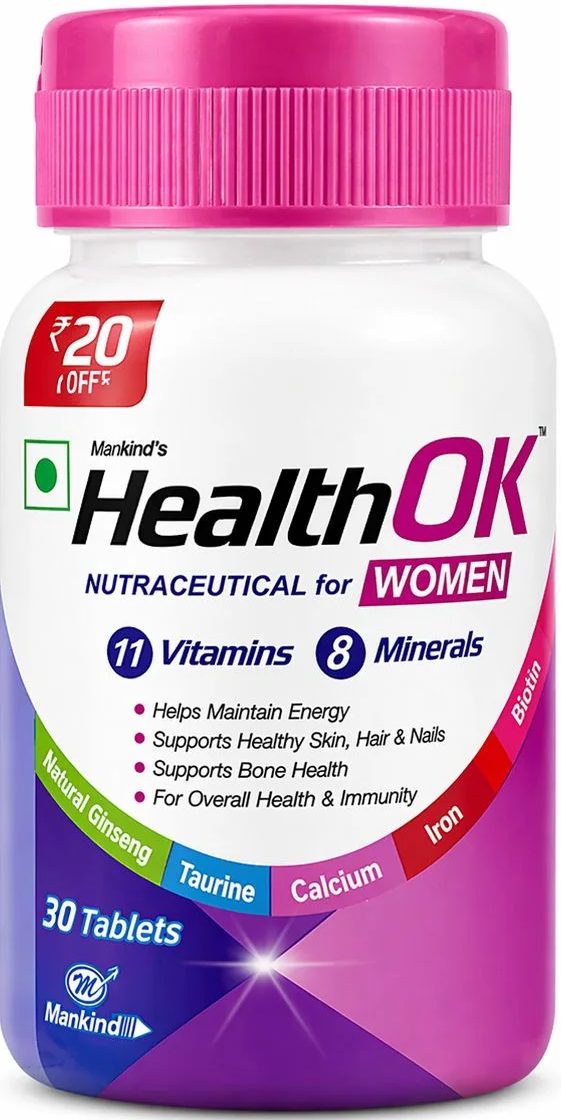 HealthOK nutraceutical bottle packaging design