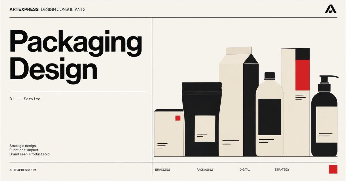 Packaging Design Swiss-modernist Open Graph artwork by Artexpress Design Consultants