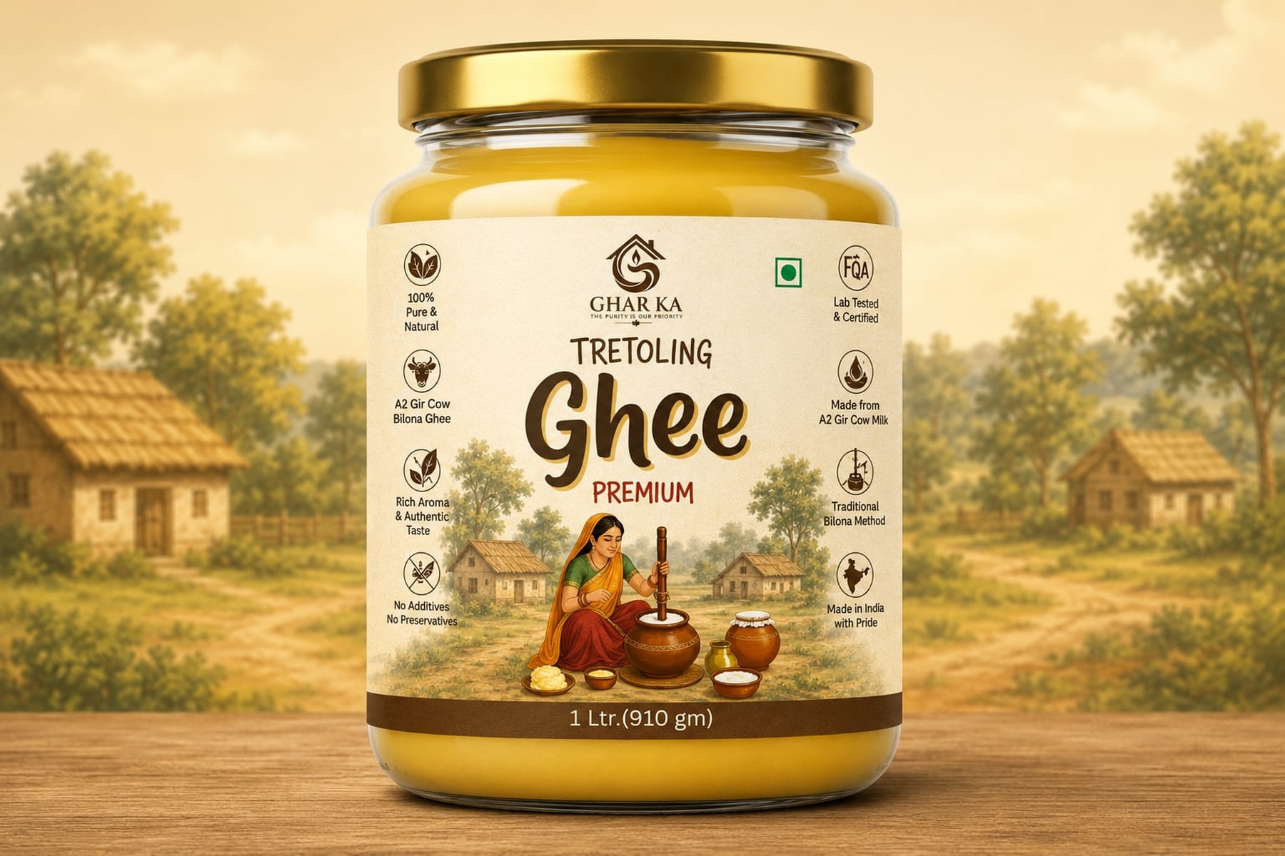 Ghar Ka Ghee packaging design by Artexpress